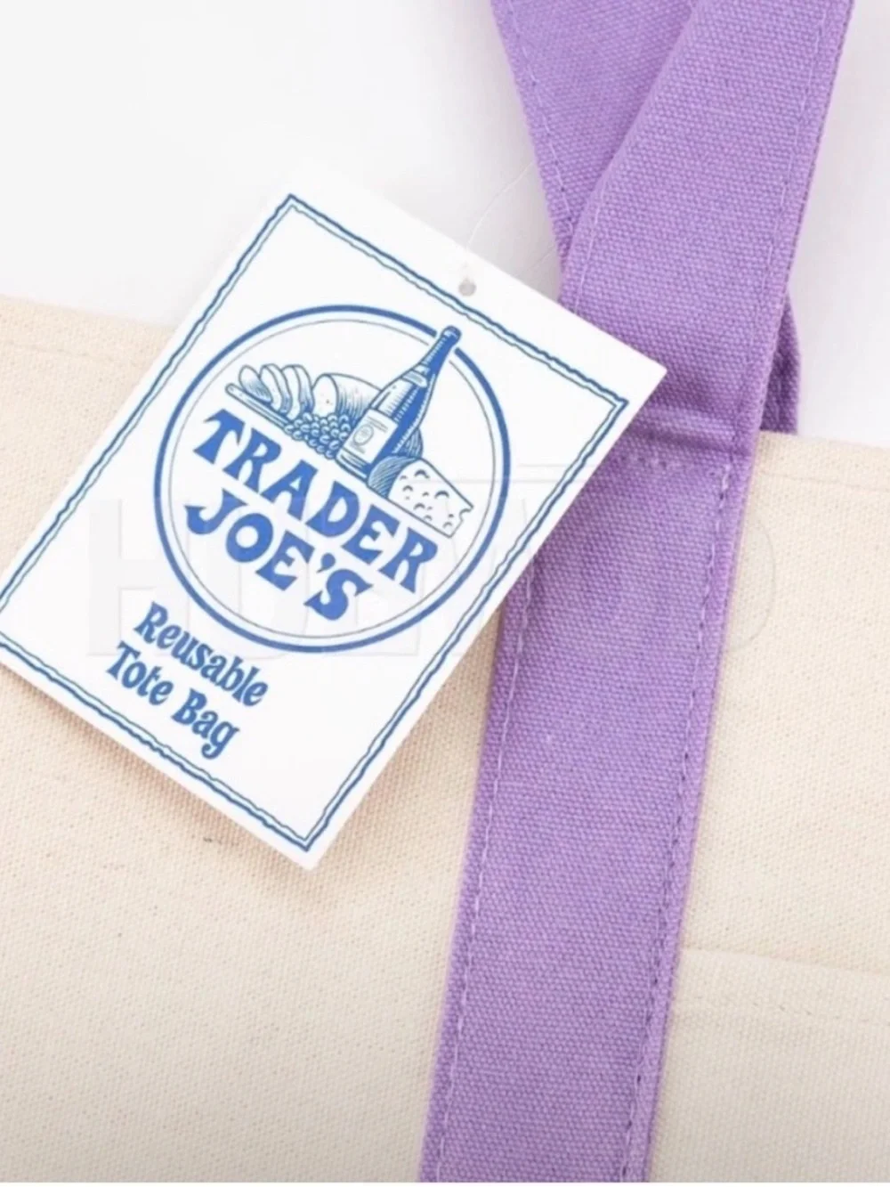 NWT Trader Joe's Large Pastel Canvas Tote Bag 2026 Limited Edition Lavender